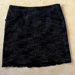 Loft Black Zip-Up Tweed Shift Skirt